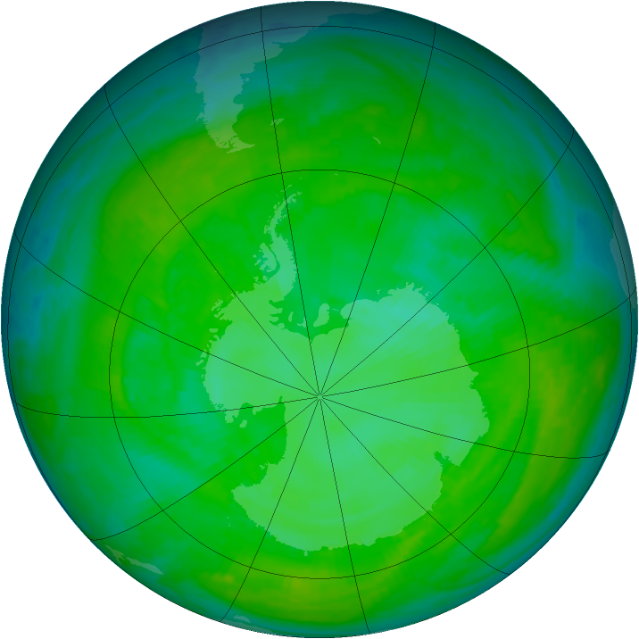 Antarctic ozone map for 12 December 2000